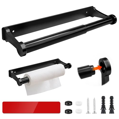 Küchenrollenhalter ohne Bohren Küchenpapierhalter Wand Selbstklebend Papierrollenhalter aus Aluminium Toilettenpapierhalter für Küche Badezimmer Wohnzimmer (Schwarz) von Fonyet