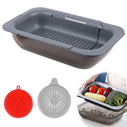 Siebkorb Spüle Ausziehbar Spülbecken Sieb Waschbecken Sieb Nudelsieb Geeignet für Jedes Waschbecken, 34.5 bis 47.5 cm Abtropfsieb mit Behältnisse, Abflusssieb, geschirrtuch Zum Waschen von Gemüse Obst Siebkorb Spüle Ausziehbar Spülbecken Sieb Waschbecken Sieb Nudelsieb Geeignet für Jedes Waschbecken, 34.5 bis 47.5 cm Abtropfsieb mit Behältnisse, Abflusssieb, geschirrtuch Zum Waschen von Gemüse Obst von Fonyet
