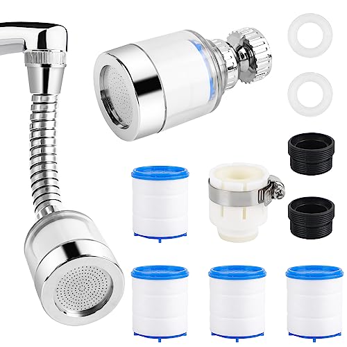 Wasserfilter Wasserhahn Filter 2 Pcs Wasserfilter Wiederverwendbare mit extra 4 PP Baumwollfilterelement, 360° Drehbar Tap Water Filter mit Zwei Längen für Küche und Bad von Fonyet