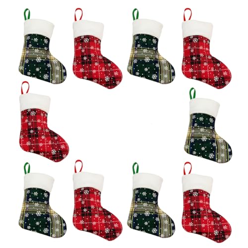 12er-Pack Weihnachtsstrümpfe Mini, Weihnachtsbaumschmuck Socken, Mini-Weihnachtssocken Zum Aufhängen, Dekoration, Weihnachtssocken Zum Aufhängen für Weihnachtsbaum, Zuhause, Gartendekoration(#1) von Fonzci