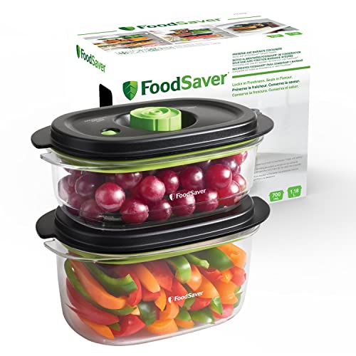 FoodSaver FFC025X Preserve & Marinate Vakuumbehälter für Vakuumiergeräte | Luftdichte BPA-freie Lebensmittelbehälter | Auslaufsicher | Spülmaschinengeeignet | 700 ml & 1,2 L | 2 Stück von FoodSaver