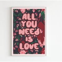 All You Need Is Love Beatles Zitat Kunst/ Wandkunst Inspirierende Wohnkultur Kunst Motivierend Poster Wand Dekor Büro Kinderzimmer Lyrics Art von FoolhardyDesigns