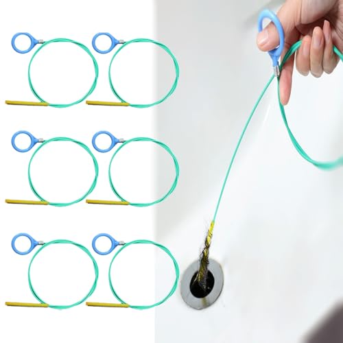 6 Stück Abflussreiniger Spirale, 90 cm Lang Spirale Abfluss Rohrreinigung, Abflussspirale Edelstahl Reinigungsschaken Sticks, Flexibles Rohrreinigungsbürste Rohrbürste, Haarfänger für Abfluss 6 Stück Abflussreiniger Spirale, 90 cm Lang Spirale Abfluss Rohrreinigung, Abflussspirale Edelstahl Reinigungsschaken Sticks, Flexibles Rohrreinigungsbürste Rohrbürste, Haarfänger für Abfluss von Foonary