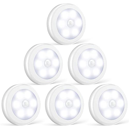 Foonii LED Nachtlicht mit Innen Bewegungsmelder,led lampe batteriebetrieben 3M Klebend für Flur Küche Schlafzimmer Treppe Schrank (Magnetisch (Weiß, 6er set) von Foonii