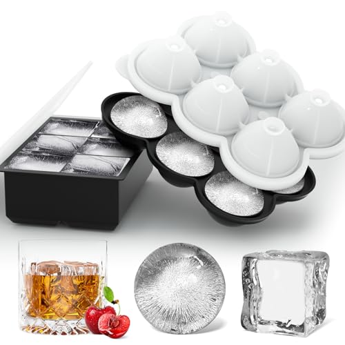 Foonii Eiswürfelform Silikon 2Stk Eiswürfelbehälter mit deckel Groß Ice Cube Tray zum einfachen Lösen BPA Frei Flexible Eiswürfel Form für Gekühlte Getränke Whisky Cocktails Saft Schokolade（new） von Foonii