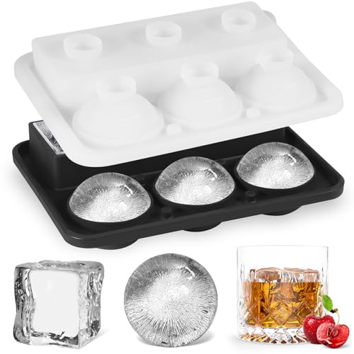 Foonii Eiswürfelform Silikon Eiswürfelbehälter mit deckel Groß Ice Cube Tray zum einfachen Lösen BPA Frei Flexible Eiswürfel Form für Gekühlte Getränke Whisky Cocktails Saft Schokolade（2 in1） von Foonii