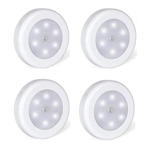 Foonii LED Nachtlicht mit Innen Bewegungsmelder,led lampe batteriebetrieben 3M Klebend für Flur Küche Schlafzimmer Treppe Schrank (Magnetisch） (Weiß, 4er set) von Foonii