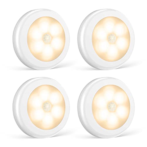 Foonii LED Nachtlicht mit Innen Bewegungsmelder,led lampe batteriebetrieben 3M Klebend für Flur Küche Schlafzimmer Treppe Schrank (Magnetisch (Warmweiß, 4er set) von Foonii