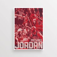 Michael Jordan- Kunstdruck - Basketball Sport Poster -Basketball Bild Geschenk , Nba Chicago Bulls 90Er Nba Poster von Footballartprint