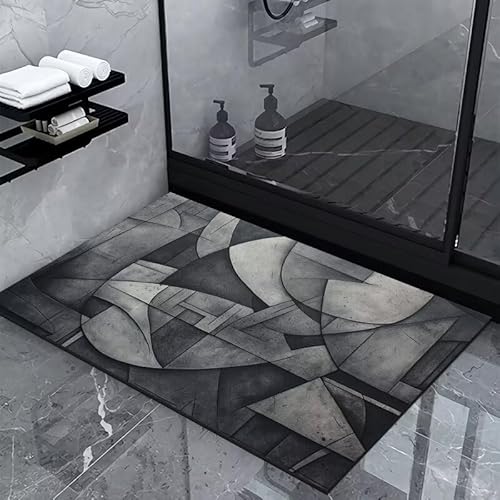 Badematte Rutschfest 120x160cm Super Absorbierende Badezimmerteppich Schnelltrocknende Badematte Duschvorleger Schnelltrocknende Badvorleger Rutschfest Waschbar Dusche Badewannen Badezimmer Anthrazit von Fooyho