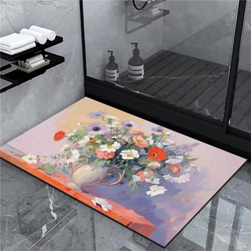 Badezimmerteppich, Badematte Rutschfest, Badematten Badteppich Badvorleger Rutschfest Waschbar, Duschvorleger, Bad Teppich Badezimmer Teppiche, Bathroom Mat, Stone Bath Mat, Badematte Colorful 50x80cm von Fooyho