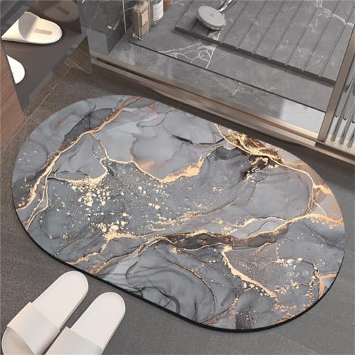 Fooyho Badematte Rutschfester Badezimmerteppich Groß Absorbierender Badteppich 80x150cm Schnelltrocknende Badematte Stein Bath Mat, Saugfähig Badvorleger rutschfest Waschbar Duschvorleger Square von Fooyho