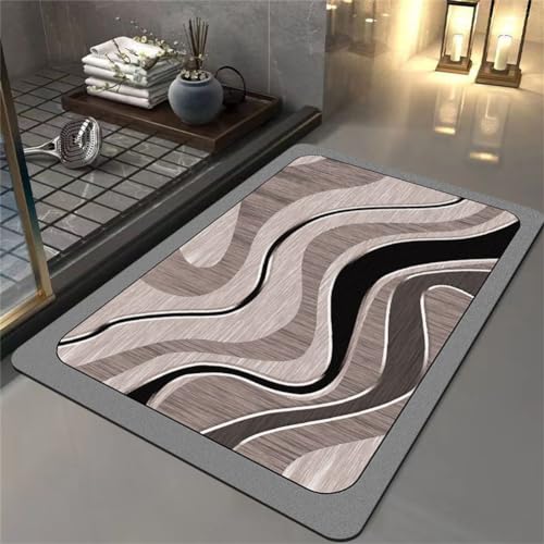 Fooyho Badematte Rutschfester Badezimmerteppich Groß Absorbierender Badteppich 90x150cm Schnelltrocknende Badematte Stein Bath Mat, Saugfähig Badvorleger rutschfest Waschbar Duschvorleger Square von Fooyho