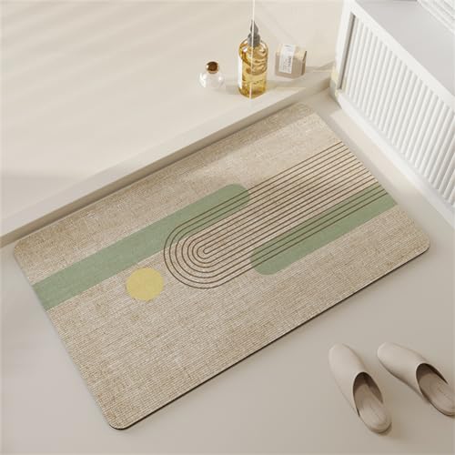 Fooyho Badematte Rutschfester Badezimmerteppich Klein Absorbierender Badteppich 40x60cm Schnelltrocknende Badematte Stein Bath Mat, Saugfähig Badvorleger rutschfest Waschbar Duschvorleger Plant von Fooyho