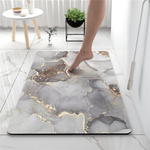 Fooyho Badematte Rutschfester Badezimmerteppich Klein Absorbierender Badteppich 60x90cm Schnelltrocknende Badematte Stein Bath Mat, Saugfähig Badvorleger rutschfest Waschbar Duschvorleger Simple von Fooyho