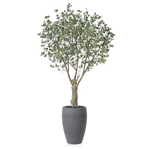 Fopamtri Eukalyptus Künstlich 240 cm Künstliche Pflanzen Groß im Groß Topf, Eukalyptus Künstliche Pflanzen wie echt UV Geschützt für Outdoor Deko Wohnzimmer Schlafzimmer Büro Garten (1 Stück) von Fopamtri