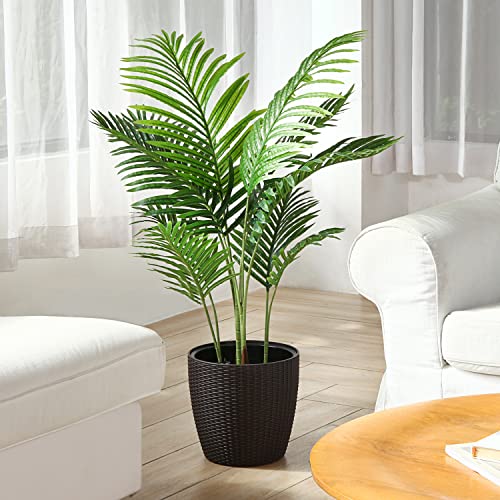 Fopamtri Künstliche Areca Palme 110 cm Fake Palm Tree 10 Stämme Faux Tree für Indoor Outdoor Modern Decor Feaux Dypsis Lutescens Pflanzen im Topf für Home Office Perfektes Einweihungsgeschenk von Fopamtri