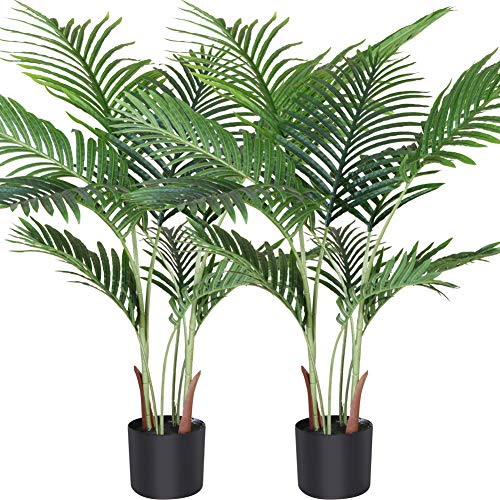 Fopamtri Künstliche Areca Palme 110 cm Künstliche Palme, 10 Zweige, für den Innen- und Außenbereich Moderne Dekoration Faux Pflanze Topffamilie Einweihungsgeschenk (2 Stück) von Fopamtri