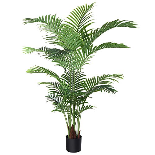 Fopamtri Künstliche Areca Palme 160 cm Fake Palm Tree 17 Stämme Faux Tree für Indoor Outdoor Modern Decor Feaux Dypsis Lutescens Pflanzen im Topf für Home Office Perfektes Einweihungsgeschenk von Fopamtri