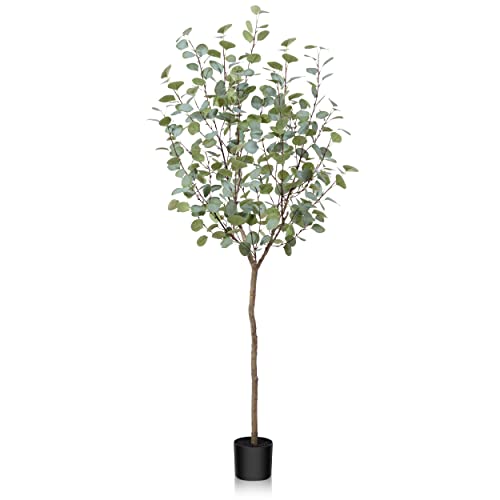 Fopamtri Künstliche Eukalyptus 150cm Künstliche Pflanze Eukalyptus Deko für Drinnen Draußen Modern Decor Kunstpflanzen Plastikpflanzen im Topf für Home Schlafzimmer Büro Garten (1 Stück) von Fopamtri