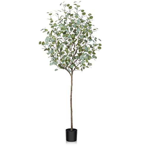 Fopamtri Künstliche Eukalyptus 180cm Künstliche Pflanze Eukalyptus Deko für Drinnen Draußen Modern Decor Kunstpflanzen Plastikpflanzen im Topf für Home Schlafzimmer Büro Garten (1 Stück) von Fopamtri