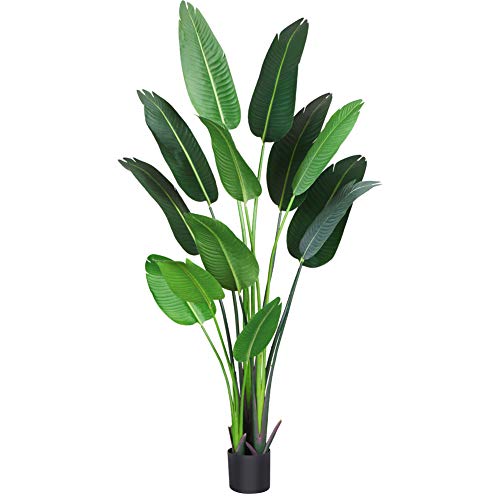 Fopamtri Künstliche Pflanze Künstlicher Paradiesvogel Baum 180cm Plastik Pflanze Palme im Topf Tropical Hawaii Grün Fake Plant für Schlafzimmer Wohnzimmer Garten Deco(1 Pack) von Fopamtri