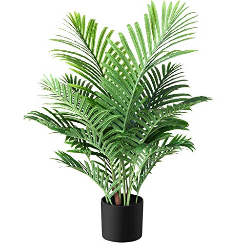 Fopamtri Kunstpflanzen Groß Areca Kunstpalme 90cm im Topf Künstliche Pflanze Tropical Hawaii Grün Fake Plant für Schlafzimmer Büro Garten Hochzeit Party Deco(1 Pack) von Fopamtri