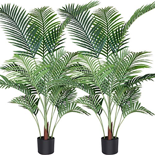 Fopamtri künstliche Areca Palme 140 cm künstliche Palme, 15 Zweige, für den Innen- und Außenbereich Moderne Dekoration Faux Pflanze Topffamilie Einweihungsgeschenk (2 Stück) von Fopamtri