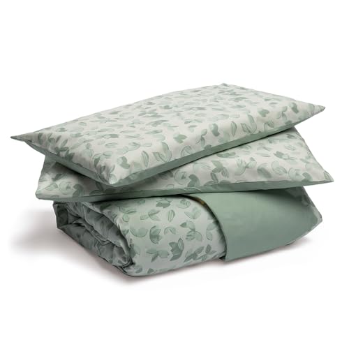 Foppapedretti Nacht&Natur Bettbezug für Doppelbett, 2P, komplett mit 2 Kissenbezügen; Blätter Salbei, 100% Baumwolle, hergestellt in Italien von Foppapedretti