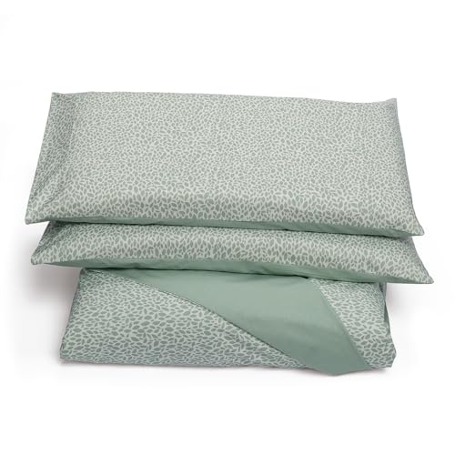 Foppapedretti Nacht&Natur Bettbezug für Doppelbett, 2P, komplett mit 2 Kissenbezügen; Blütenblätter Salbei, 100% Baumwolle, hergestellt in Italien von Foppapedretti