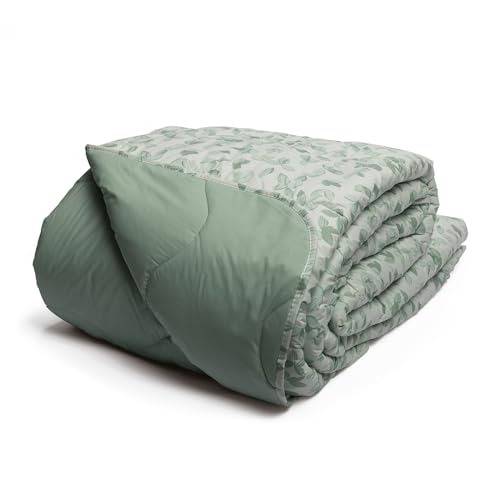 Foppapedretti Nacht- & Natur-Steppdecke für Doppelbett 2P; Blätter Salvia, Bezug 100% Baumwolle, Made in Italy von Foppapedretti