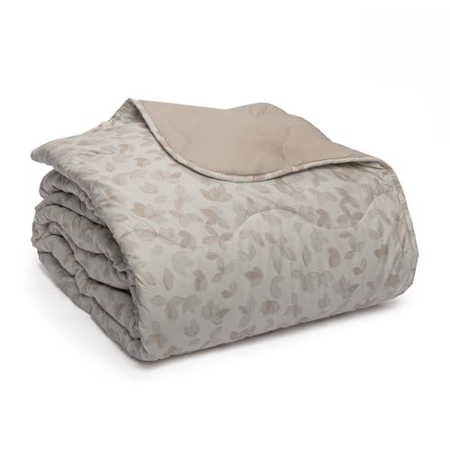 Foppapedretti Nacht- & Natur-Steppdecke für Doppelbett 2P; Blätter Sand, Bezug 100% Baumwolle, Made in Italy von Foppapedretti