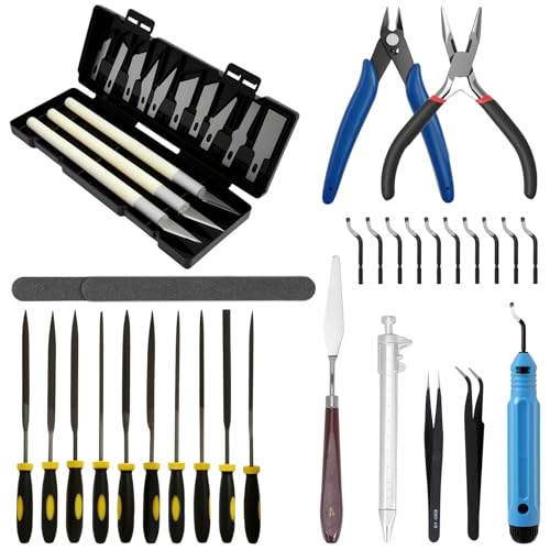42pcs 3D Drucker Werkzeug Kit Mintion Modellbearbeitungswerkzeug, Nadel-Feilen, Entgratwerkzeugen und Schnitzmesser-Sets für Modellbau, Basteln, Schnitzen, Schablonenschneiden, Kunstherstellung 42pcs 3D Drucker Werkzeug Kit Mintion Modellbearbeitungswerkzeug, Nadel-Feilen, Entgratwerkzeugen und Schnitzmesser-Sets für Modellbau, Basteln, Schnitzen, Schablonenschneiden, Kunstherstellung von Foppla