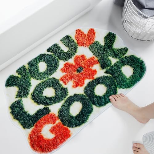 Foppla 2PCS Fußmatte,außen & innen Badezimmermatte Badezimmerteppich Design Badematte Badeteppich aus Polyester, rutschfest,schnell einziehend,Duschmatte,Türmatte,76x46cm (Grün) von Foppla