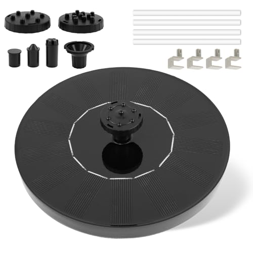 Foppla Foppla Stabile Vogeltränke Brunnenpumpe, doppellagig, Filtration, solarbetriebene Springbrunnenpumpe mit 7 verschiedenen Düsen für Garten, Teich, Pool, Outdoor (schwarz) von Foppla