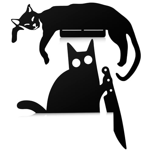 Foppla Niedliche Katzen-Türaufsätze aus Metall, wendbar, niedlich, lustig, für Zuhause, einfache Installation, Schwarz (Stil 1), 2 Stück von Foppla