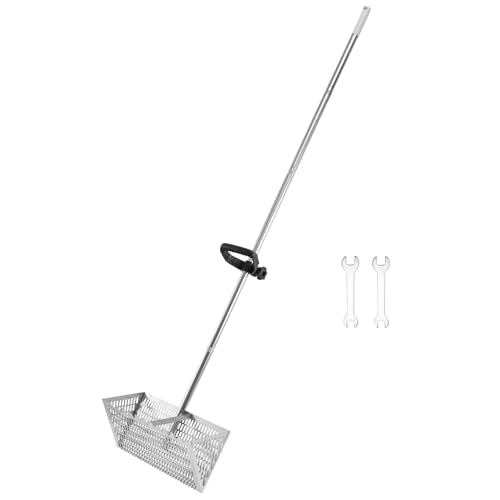 Foppla Sand Sieb Edelstahl Sandrechen Sandflohharke mit 134cm Abnehmbar Langer Griff und 40x20cm Sieb Strandsand Sandfloh-Rechen Sand-Flohrechen Abnehmbarer(Edelstahl) von Foppla