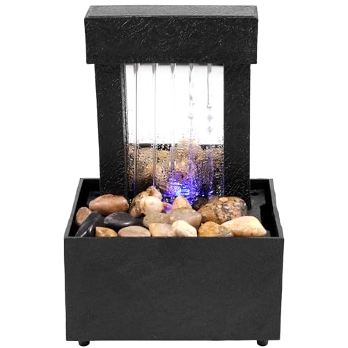Foppla Tischbrunnen, Indoor-Tisch-Wasserbrunnen, Heim-Desktop-Wasserfall-Meditationsbrunnen, Klang-Entspannungsbrunnen für Tisch, Büro, Zuhause, Schlafzimmer (spiegelähnlicher Wasserfall) von Foppla