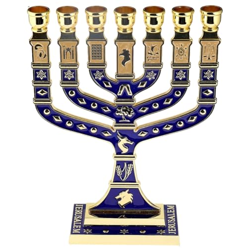 Fopytu 12 Stämme Von Israel Menorah, Jerusalem Tempel 7 Zweig Jüdische Kerzenhalter Für Wohnkultur Fopytu 12 Stämme Von Israel Menorah, Jerusalem Tempel 7 Zweig Jüdische Kerzenhalter Für Wohnkultur von Fopytu