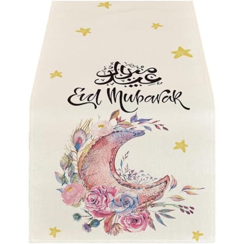 Fopytu Eid Mubarak Table Runner Dekoration Tischdecke Tischläufer Islamische Muslimische Party Ramadan Dekor Für Esstisch Dekoration Zu Hause von Fopytu