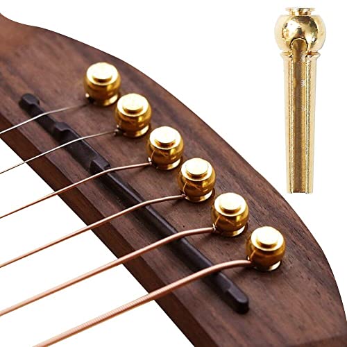 Fopytu Guitar Bridge Pins, 6 Pcs Reines Messingendpin Für Akustikgitarre 6 Saiten Nagelstifte Festkegel Ersatzteile Zubehör von Fopytu