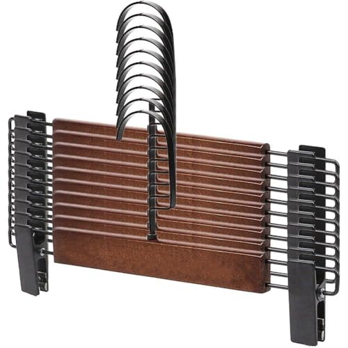 Fopytu Hosenbügel Aus Holz, 10 Stück Holzboden-kleiderbügel Clips, Robuste Und rutschfeste Holz-kleiderbügel Für Hosen, Hosen, Shorts von Fopytu
