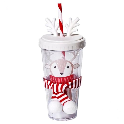 Fopytu Plastik Weihnachten Strohbecher Deckung Doppelwand Ice Cup Bubble Tea Wasserflasche Wiederverwendbare Getränke Süßes von Fopytu