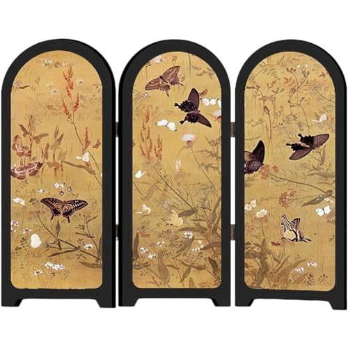 Mini-faltschirm, 3-teiliger Raumteiler, Vintage-Desktop-faltschirm Im Chinesischen Stil, Feng-Shui-Ornamente Für Die Neujahrsdekoration Im Home-Office von Fopytu