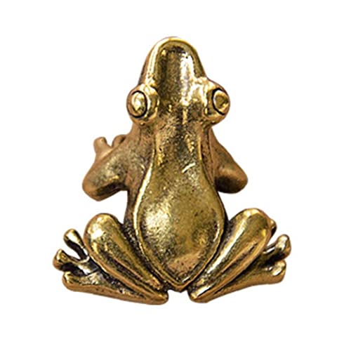 Retro Kupfer Frosch Figuren Miniatur Desktop Ornament Dekorationen Messing Tier Tea Haustier Dekore Accessoires von Fopytu