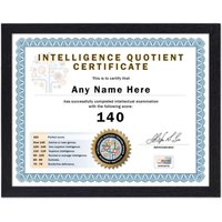Personalisiertes Iq Test Score Zertifikat Intelligenzzertifikat - Digital, Gedruckt Oder Gerahmt Scherz Geburtstagsgeschenk Weihnachtsgeschenk Diplom von ForAnyOccasionGift