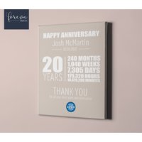 20 Jahre Arbeitsjubiläum - Benutzerdefinierte Mitarbeiteranerkennung Geschenkidee 20-Jähriges Oder Ruhestand Individuelle Farben, Text, Firmenlogo von ForEvaPrints