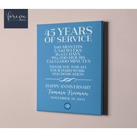 45 Jahre Arbeitsjubiläum - Benutzerdefinierte Mitarbeiteranerkennung Geschenkidee 45-Jähriges Oder Ruhestand Individuelle Farben, Text, Firmenlogo von ForEvaPrints