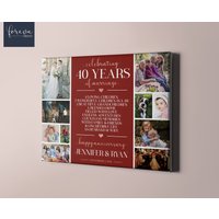 Benutzerdefinierte Foto-Collage Zum 40. Hochzeitstag - Geschenkidee Jahrestag Für Eltern Personalisiertes Rubin-Jubiläumsgeschenk von ForEvaPrints