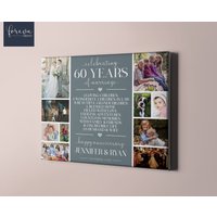 Benutzerdefinierte Fotocollage Zum 60. Hochzeitstag - Geschenkidee Für Eltern Personalisiertes Geschenk 60 von ForEvaPrints